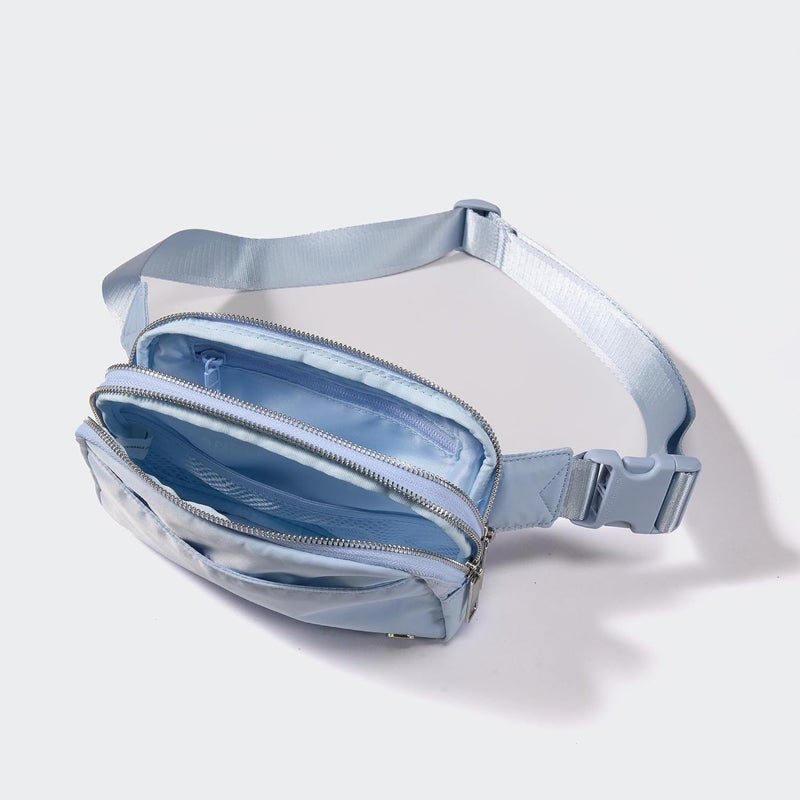 Pander Everywhere Belt Bag for Women, 5 Zipper Pockets Nylon Crossbody Fanny Pack Purse (Windmill Blue). - Image 5